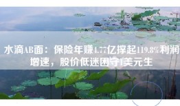 水滴AB面：保险年赚4.77亿撑起119.8%利润增速，股价低迷困守1美元生