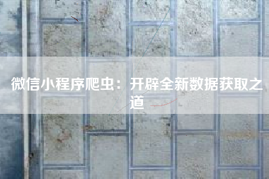 微信小程序爬虫：开辟全新数据获取之道