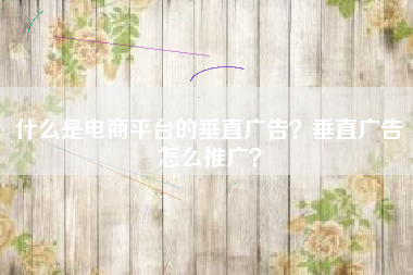 什么是电商平台的垂直广告？垂直广告怎么推广？