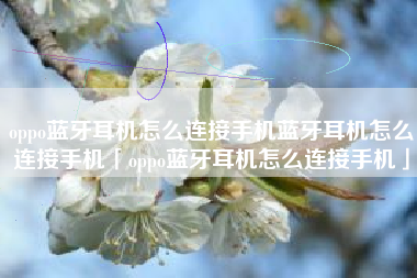 oppo蓝牙耳机怎么连接手机蓝牙耳机怎么连接手机「oppo蓝牙耳机怎么连接手机」